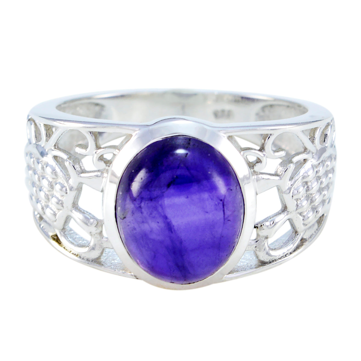 Maria Purple Solitaire Ring India with Silver Filigree Amethyst Purple