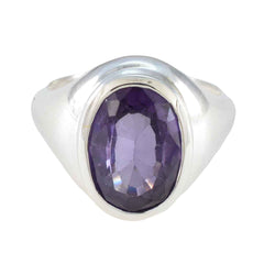 Pilar Purple Solitaire Ring India Oval Gemstone Silver Amethyst Purple