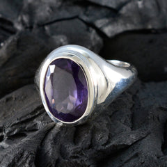 Pilar Purple Solitaire Ring India Oval Gemstone Silver