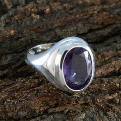 Pilar Purple Solitaire Ring India Oval Gemstone Silver