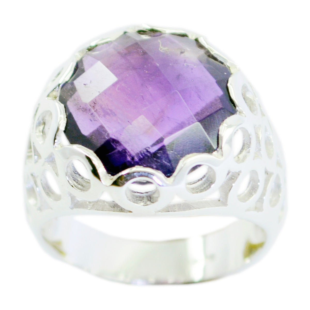 Isla Purple Solitaire Ring India Silver Gemstone Jewelry Amethyst Purple
