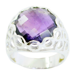 Isla Purple Solitaire Ring India Silver Gemstone Jewelry Amethyst Purple