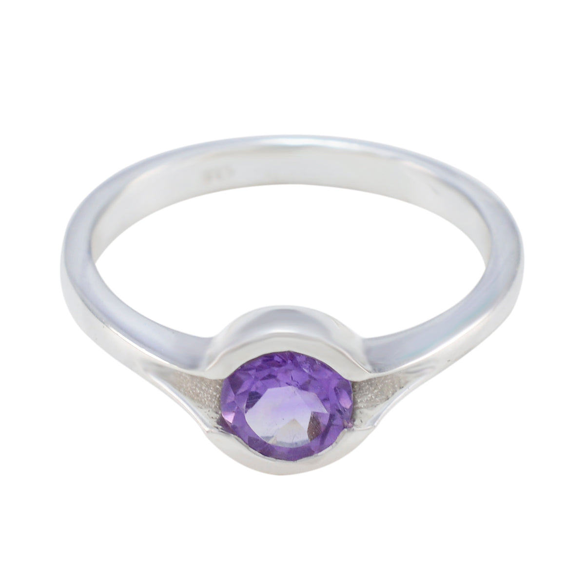 Sofia Purple Solitaire Ring India in Sterling Silver Amethyst Purple