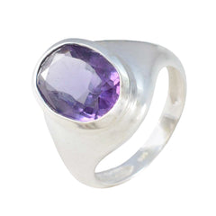 Pilar Purple Solitaire Ring India Oval Gemstone Silver