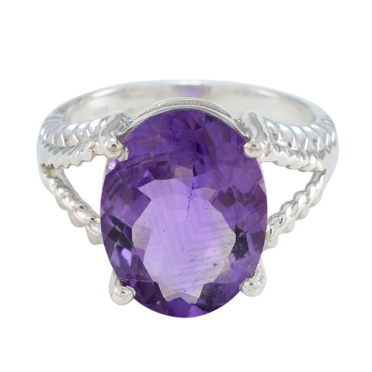 Patricia Purple Solitaire Ring with Oval Gemstone Amethyst Purple