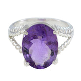 Patricia Purple Solitaire Ring with Oval Gemstone Amethyst Purple
