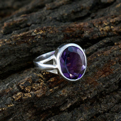 Olivia Purple Solitaire Ring with Oval Gemstone