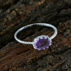Aiko Purple Solitaire Ring with Oval Gemstone