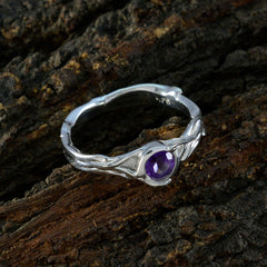 Lucia Purple Solitaire Ring with Elegant Silver Band
