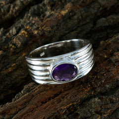 Priya Purple Solitaire Ring in Sterling Silver