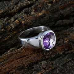 Ivana Purple Solitaire Ring with Amethyst Gemstone