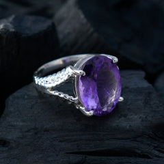 Patricia Purple Solitaire Ring with Oval Gemstone