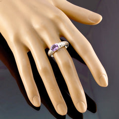 Nari Purple Solitaire Ring with Sterling Silver Band