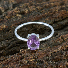 Nora Purple Solitaire Ring with Oval Amethyst Gemstone