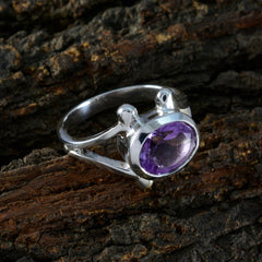 Bianca Purple Solitaire Ring with Oval Gemstone