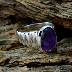 Agustina Purple Solitaire Ring with Silver Band