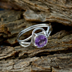 Emi Purple Solitaire Ring with Elegant Silver Band
