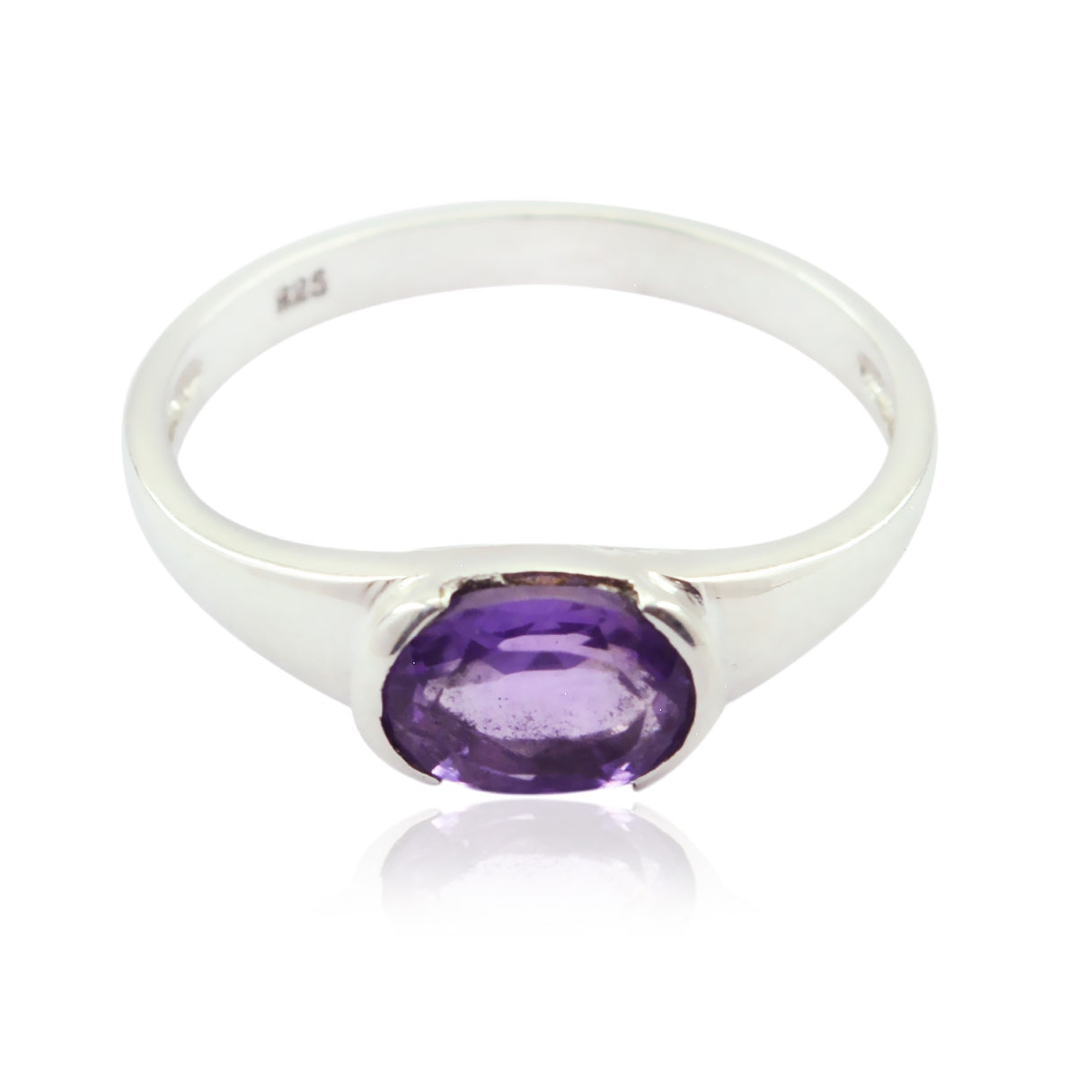 Hye-jin Romantic Purple Solitaire Ring Amethyst Purple
