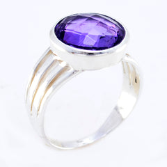 Dewi Purple Solitaire Ring with Faceted Gemstone