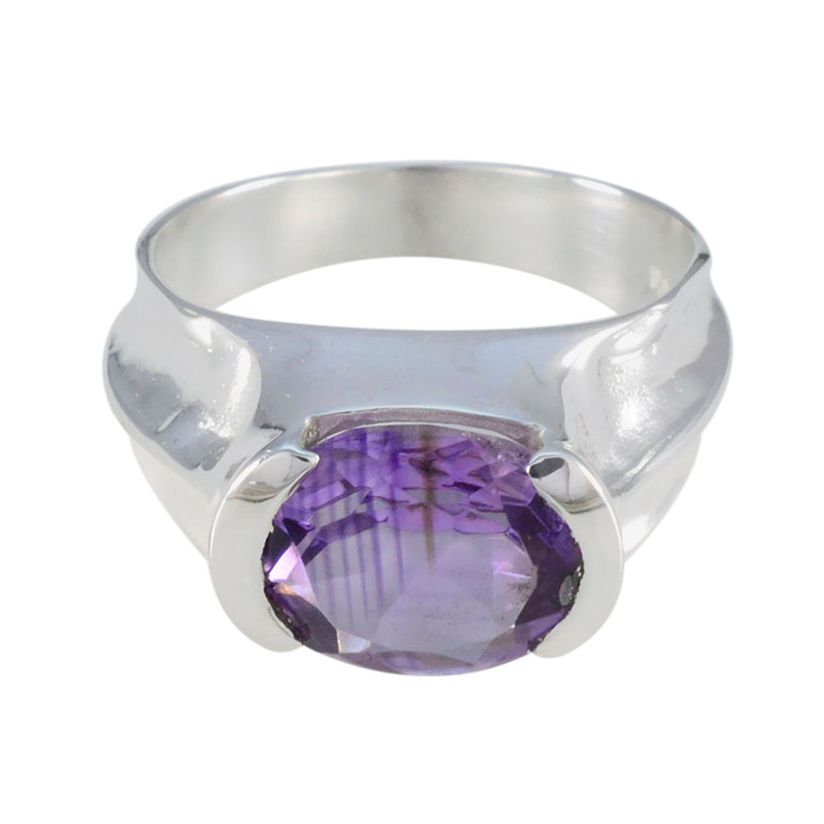 Angel Purple Solitaire Ring with Amethyst Gemstone Amethyst Purple