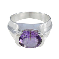 Angel Purple Solitaire Ring with Amethyst Gemstone Amethyst Purple