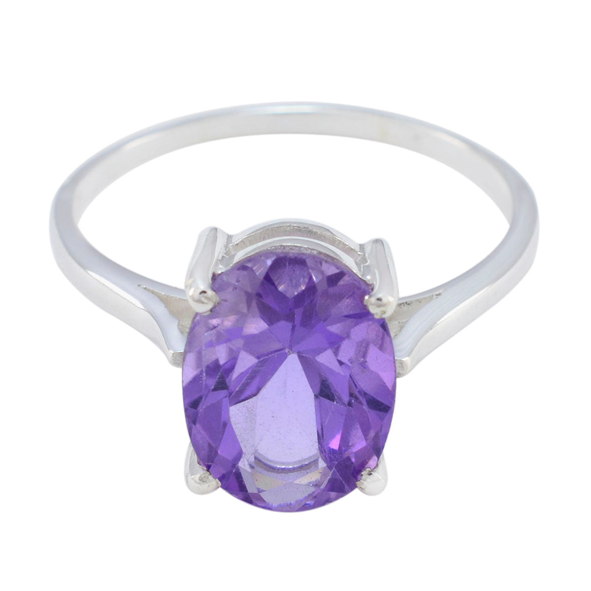 Teresa Purple Solitaire Ring with Oval Gemstone Amethyst Purple
