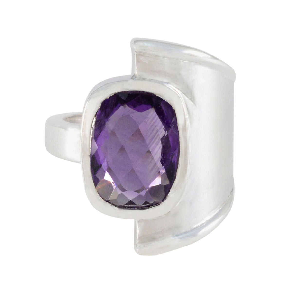 Camila Contemporary Purple Solitaire Ring Amethyst Purple