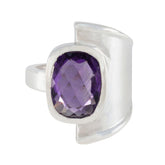 Camila Contemporary Purple Solitaire Ring Amethyst Purple