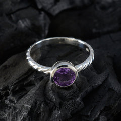 Eliza Purple Solitaire Ring with Twisted Silver Band