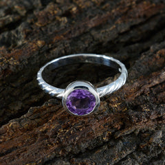 Eliza Purple Solitaire Ring with Twisted Silver Band
