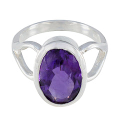 Angeles Purple Solitaire Ring with Oval Gemstone Amethyst Purple