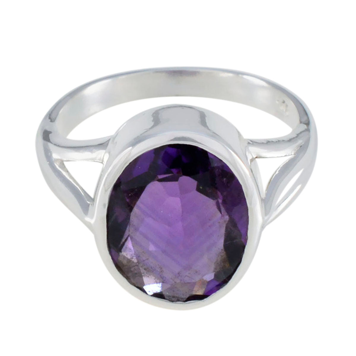 Olivia Purple Solitaire Ring with Oval Gemstone Amethyst Purple