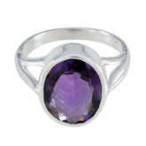 Olivia Purple Solitaire Ring with Oval Gemstone Amethyst Purple