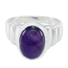Agustina Purple Solitaire Ring with Silver Band Amethyst Purple