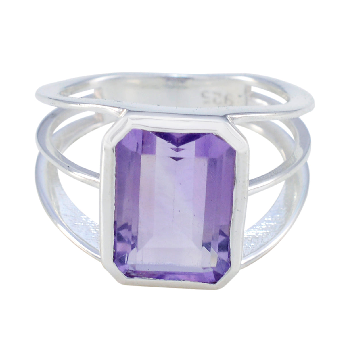 Ayesha Modern Purple Solitaire Ring Amethyst Purple