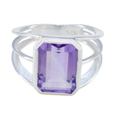 Ayesha Modern Purple Solitaire Ring Amethyst Purple