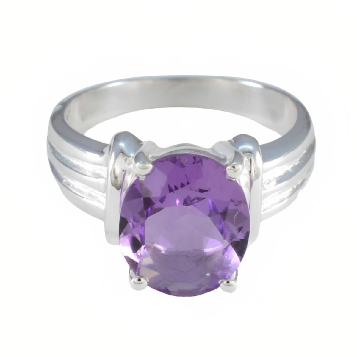 Sofia Elegant Purple Solitaire Ring with Gemstone Amethyst Purple