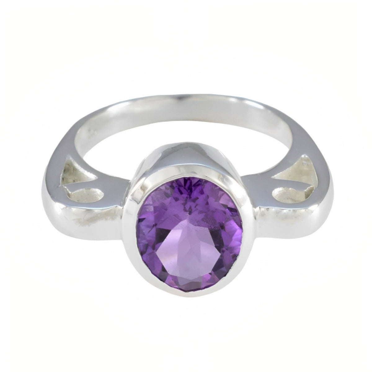 Antonia Graceful Purple Solitaire Ring Amethyst Purple