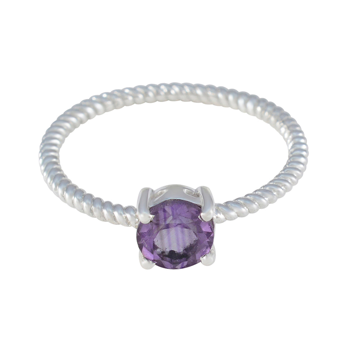 Abigail Twist Purple Solitaire Ring Amethyst Purple