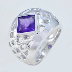 Skylar Purple Solitaire Ring with Sterling Silver Design