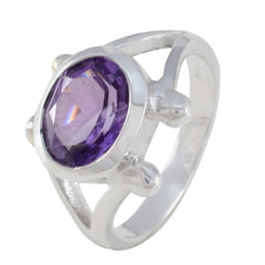 Bianca Purple Solitaire Ring with Oval Gemstone