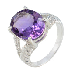 Patricia Purple Solitaire Ring with Oval Gemstone