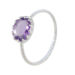 Aiko Purple Solitaire Ring with Oval Gemstone