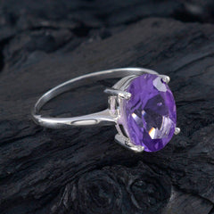 Teresa Purple Solitaire Ring with Oval Gemstone