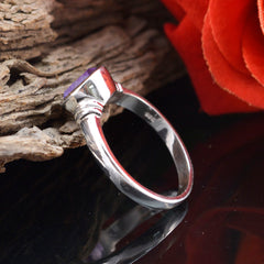 Alice Purple Solitaire Ring with Silver Band