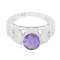 Rosa Filigree Purple Solitaire Ring Amethyst Purple