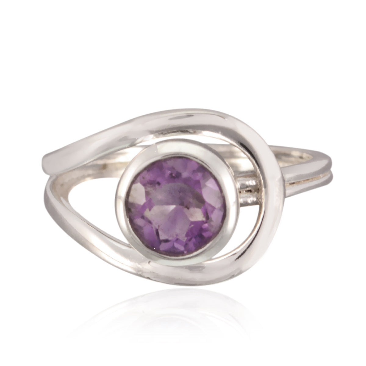Yasmin Romantic Purple Solitaire Ring Amethyst Purple