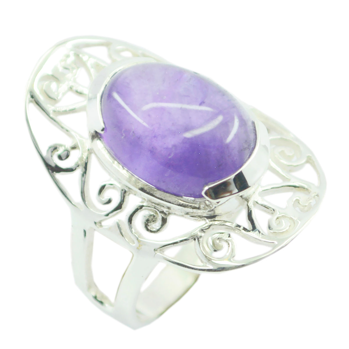 Victoria Art Deco Purple Solitaire Ring Amethyst Purple