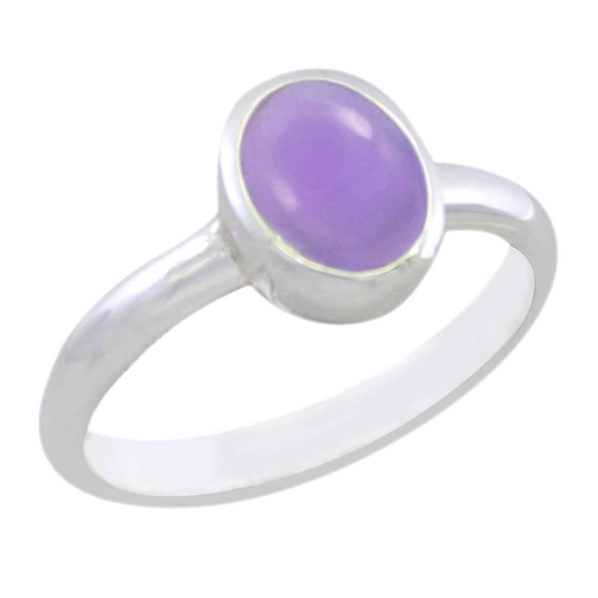 Yuki Purple Solitaire Ring Elegant Gemstone Silver Band Amethyst Purple