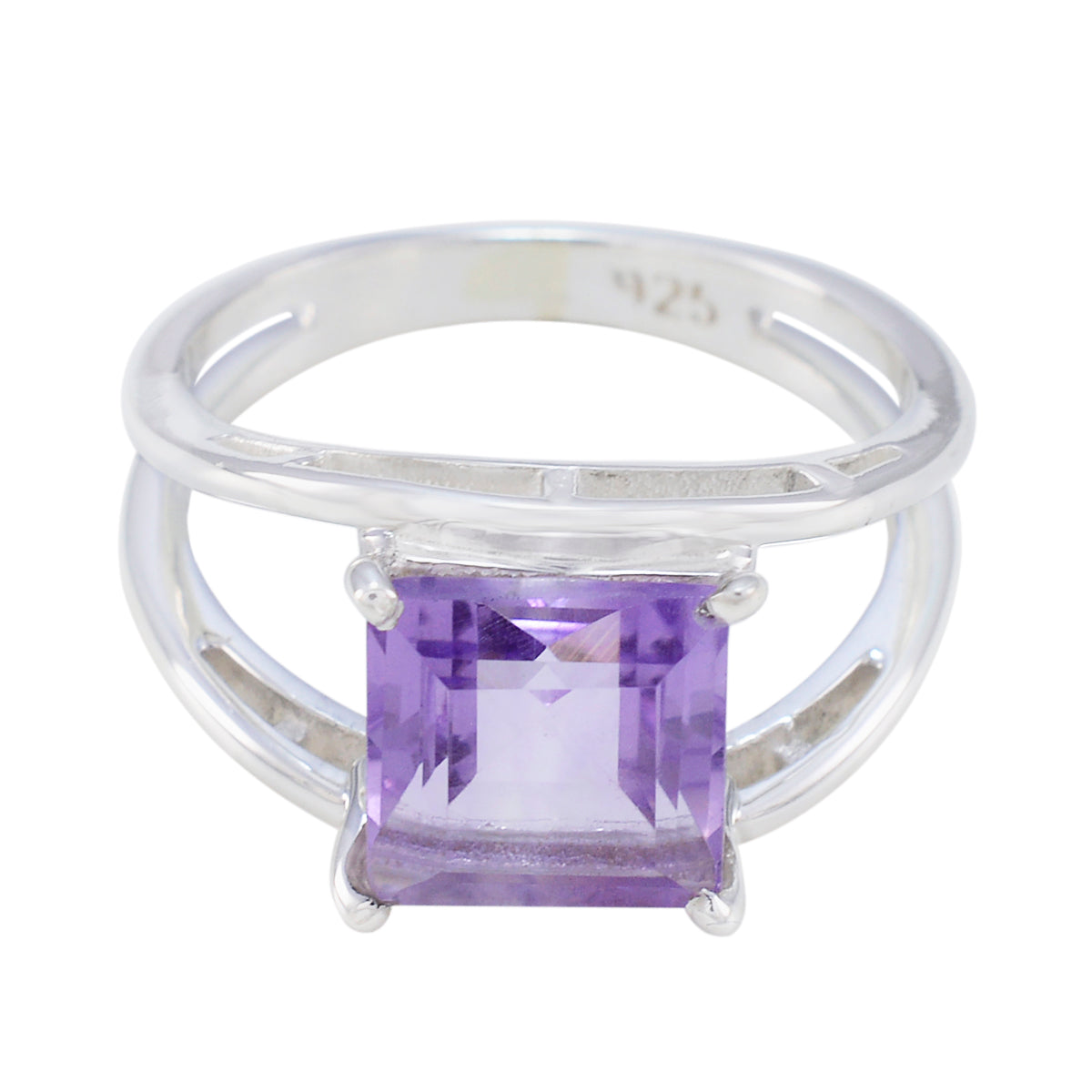 Alice Purple Solitaire Ring in Sterling Silver Amethyst Purple